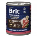 Корм Brit Premium By Nature консервы с говядиной и рисом для взрослых собак всех пород, 850 гр